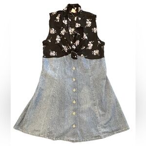 Authentic early 90s Vintage floral grunge Cottagecore denim floral dress NWT S